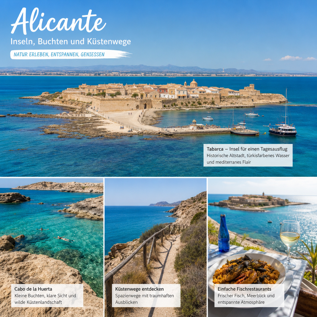 Inseln, Buchten und Küstenwege in Alicante: passendes Reisemotiv und touristischer Eindruck
