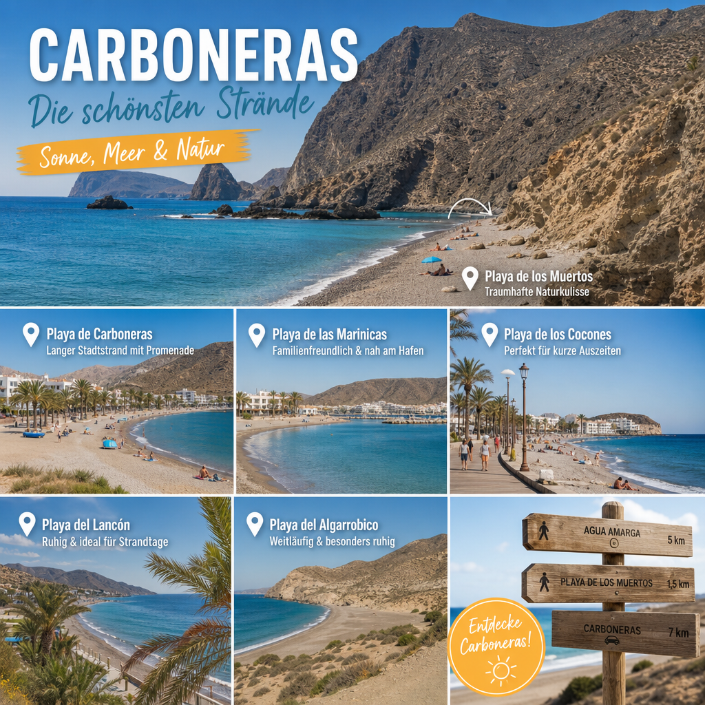 Die schönsten Strände und Badeorte in Carboneras: passendes Reisemotiv und touristischer Eindruck