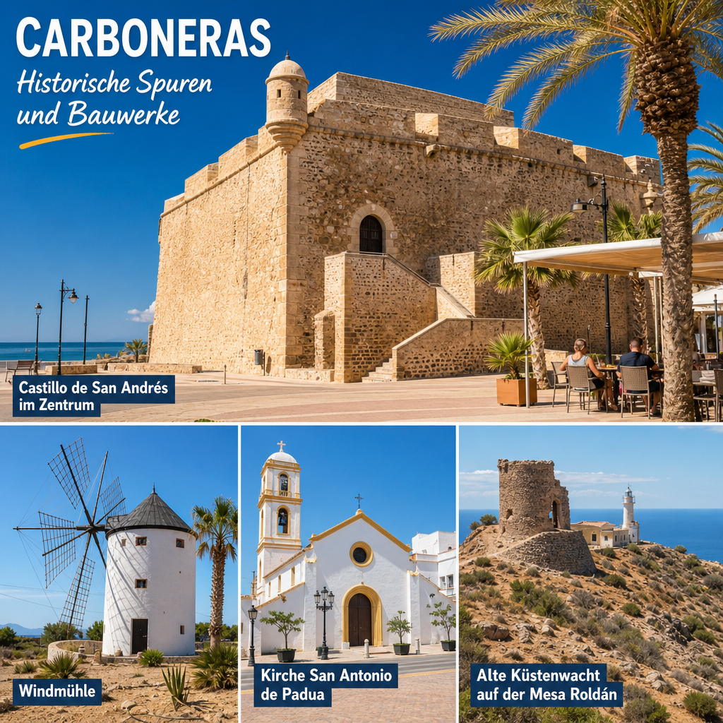 Historische Spuren und Bauwerke in Carboneras: passendes Reisemotiv und touristischer Eindruck