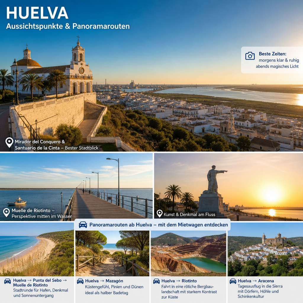 Aussichtspunkte und Panoramarouten in Huelva: passendes Reisemotiv und touristischer Eindruck