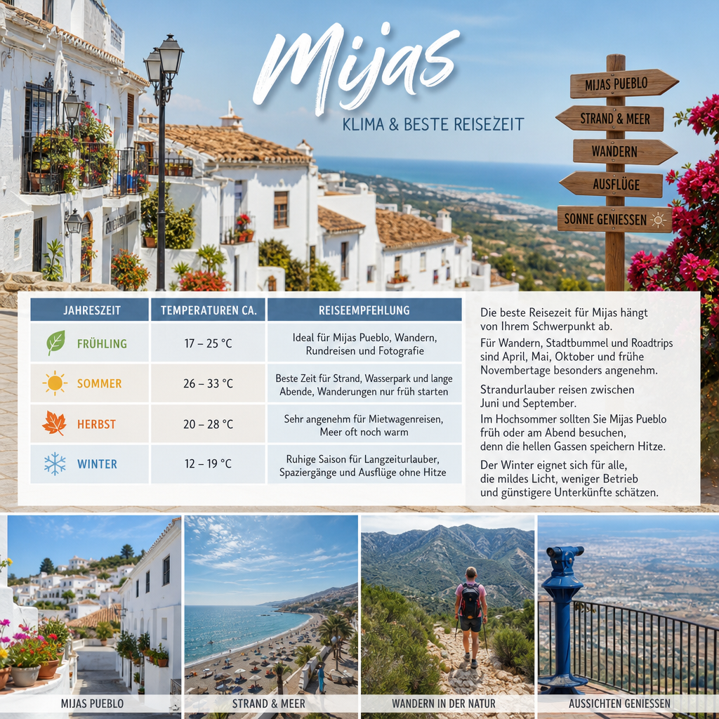 Klima und beste Reisezeit in Mijas: passendes Reisemotiv und touristischer Eindruck