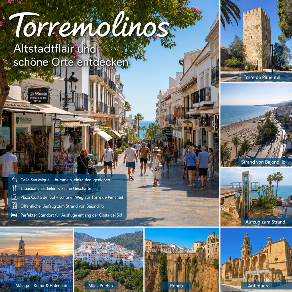 Altstadtflair und schöne Orte rund um Torremolinos: passendes Reisemotiv und touristischer Eindruck